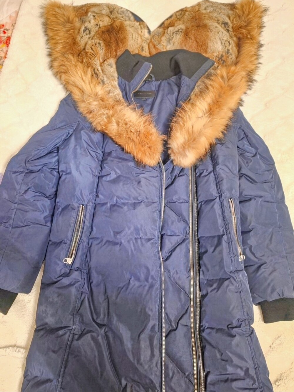 TRISH-F Powder Touch down coat with natural fur Signature Mackage Collar